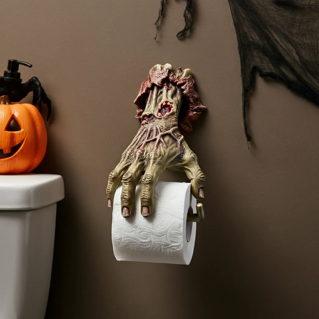 Halloween Bathroom Makeovers You’ll Want to Copy Before October 31st 22 Zombie Hand Bathroom
