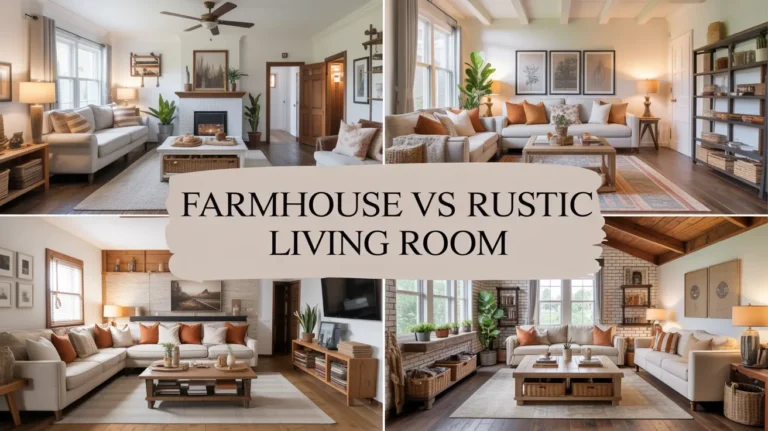farmhouse vs rustic living room