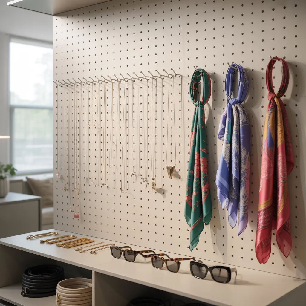 25 Closet Organization Ideas That Save Space and Reduce Stress 24 A Pegboard Wall for Accessories