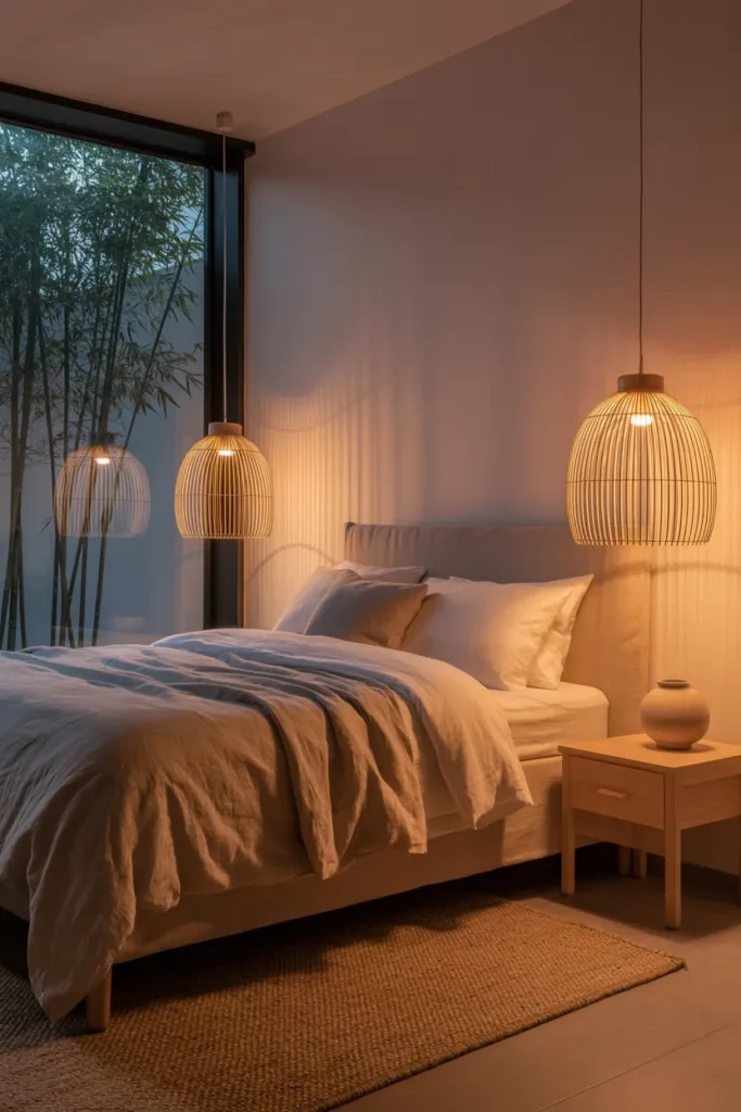 Accent Lighting with Bamboo Shades