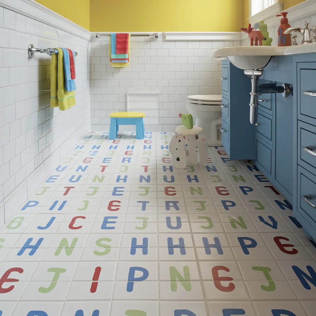 Must-See 31+ Floor Tile Designs That Blend Beauty and Durability 17 Alphabet Tile Playfulness
