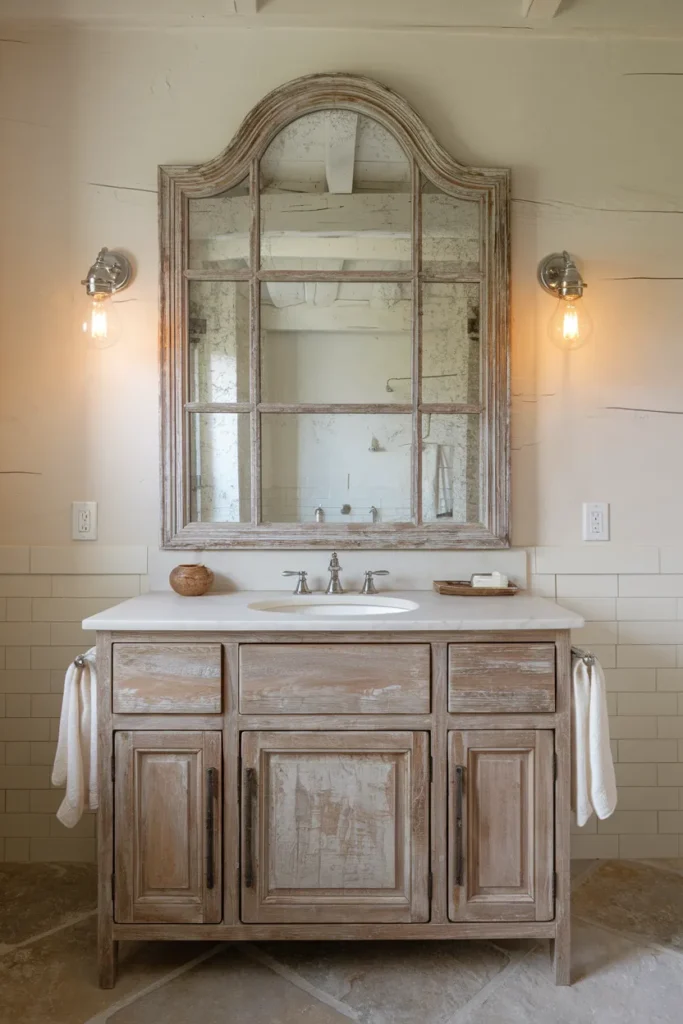 Antique Mirror with Distressed Frame