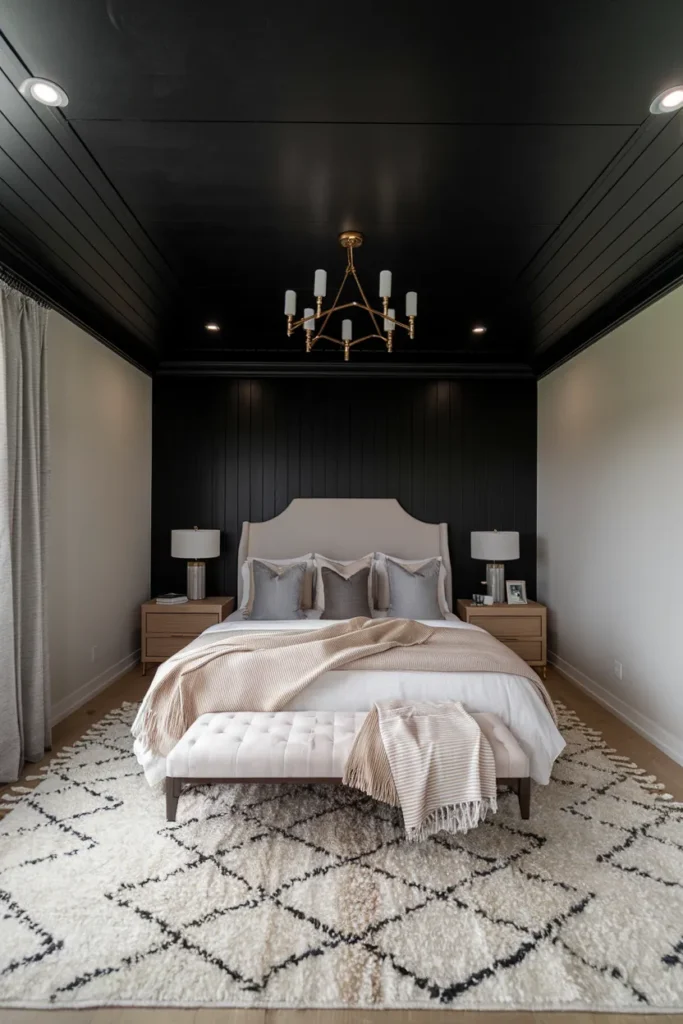 19 Black Bedroom Aesthetic Ideas That Make Dark Interiors Look Irresistible 13 Black Ceiling for Depth