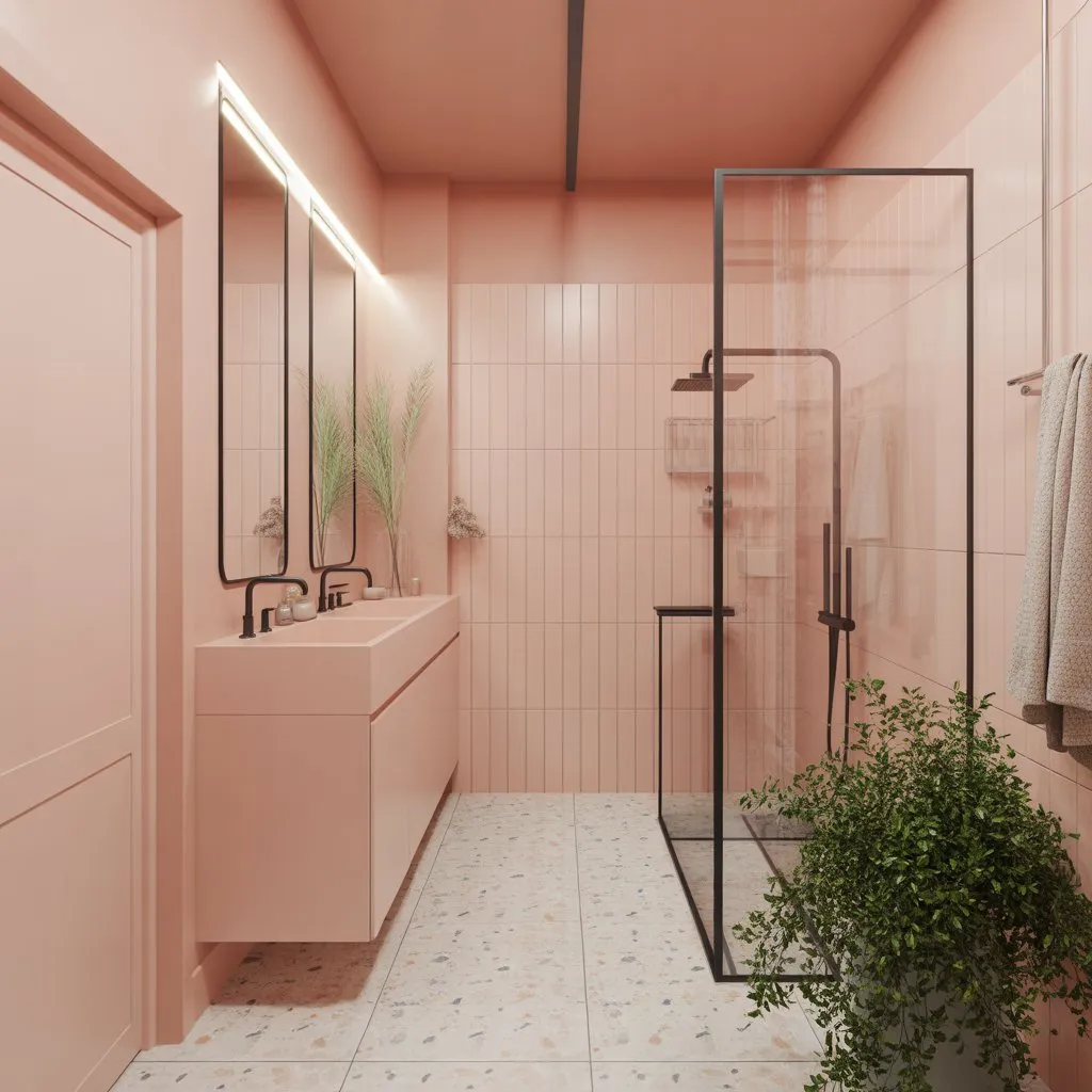 Color Drenching Bathroom: How to Nail This Bold Design Trend 4 Blush Pink Bathroom