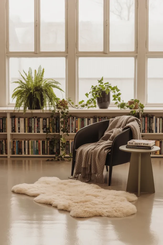 Bright Scandinavian Library Space
