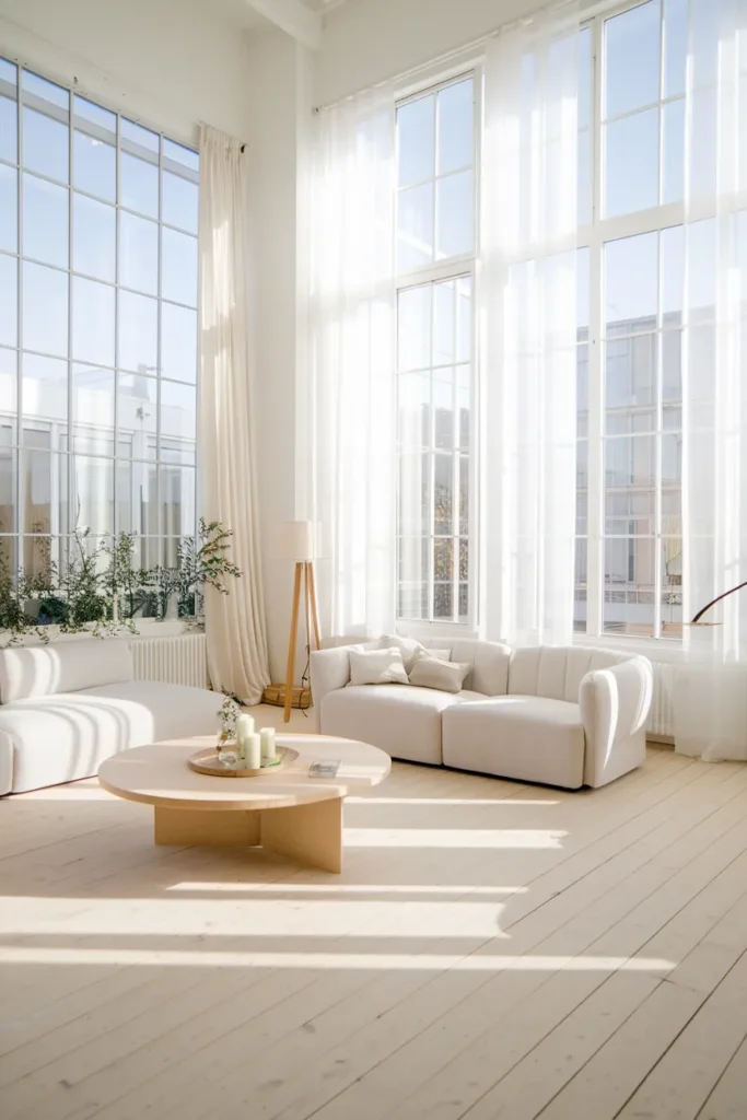 Bright Scandinavian Living Room with Natural Light