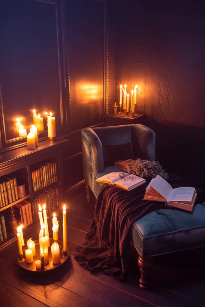 35 Witchy Bedroom Ideas to Transform Your Space into a Magical Sanctuary 7 Candlelit Ritual Glow