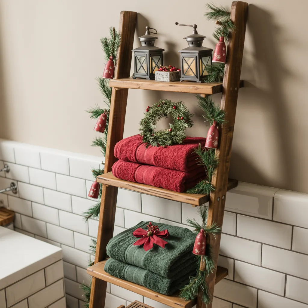 Christmas Ladder Shelf Styling