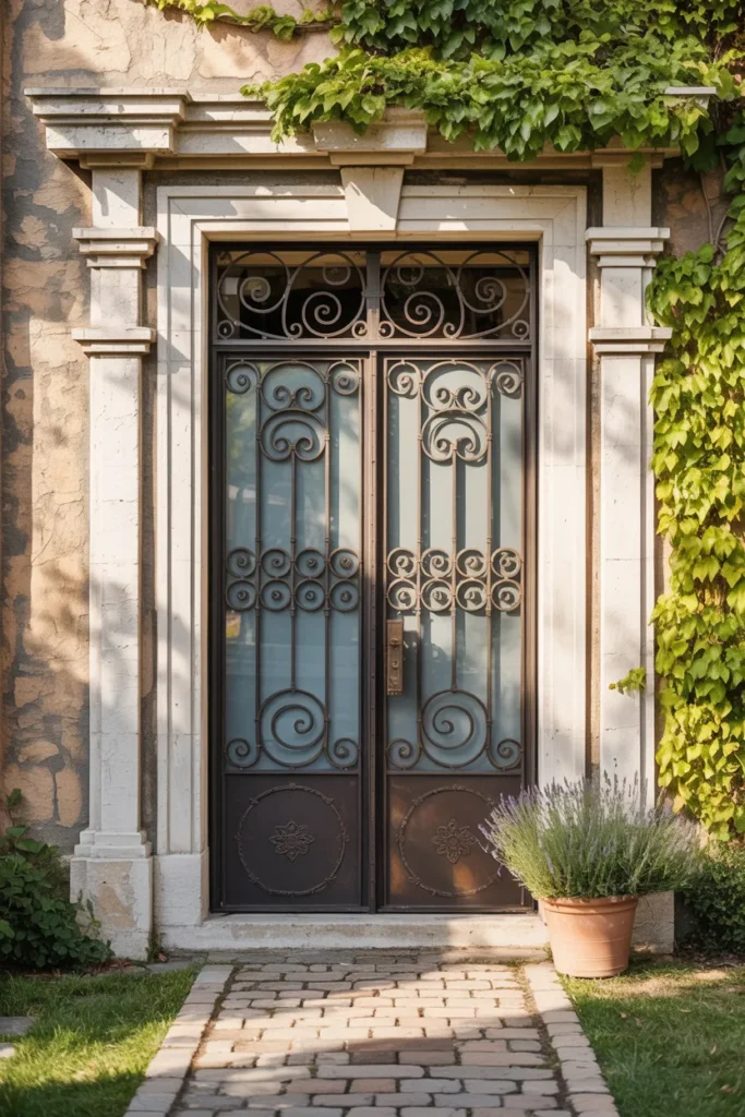 15 Luxurious Entry Door Design Ideas for Your Home 3 Classic Wrought Iron and Glass