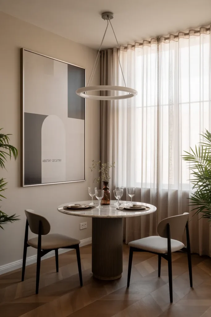 Compact Dining Room with Statement Artwork