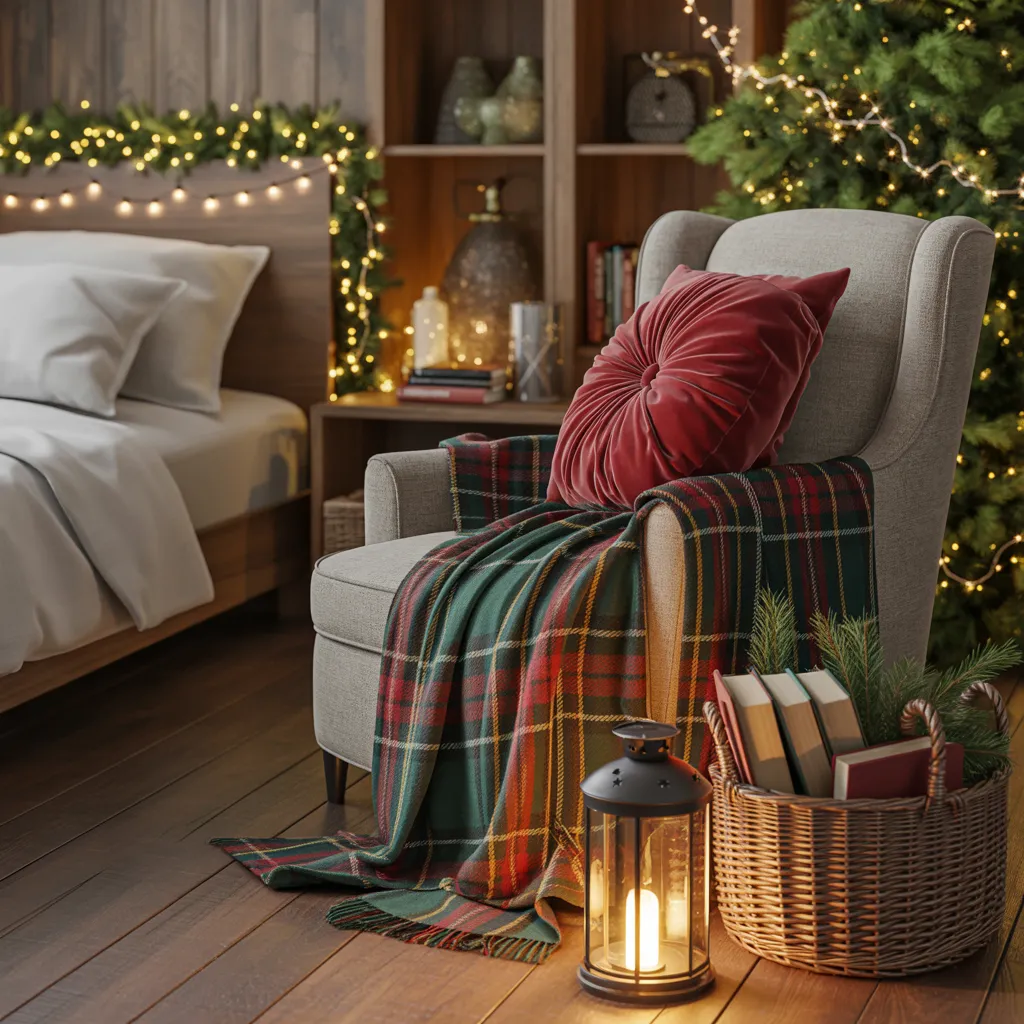 Cozy Reading Nook with Holiday Touch