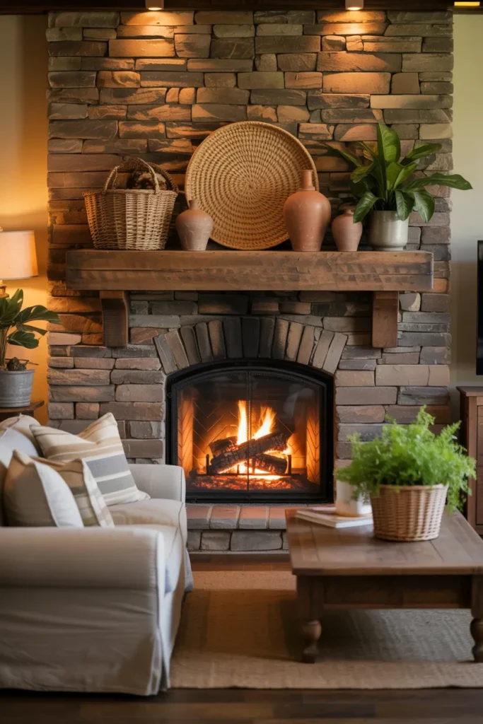 Cozy Stone Fireplace as the Focal Point