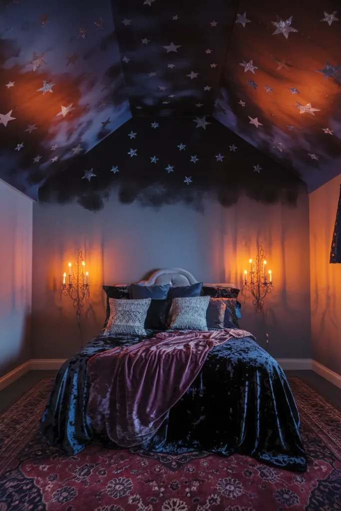 Dark Painted Ceilings with Star Accents