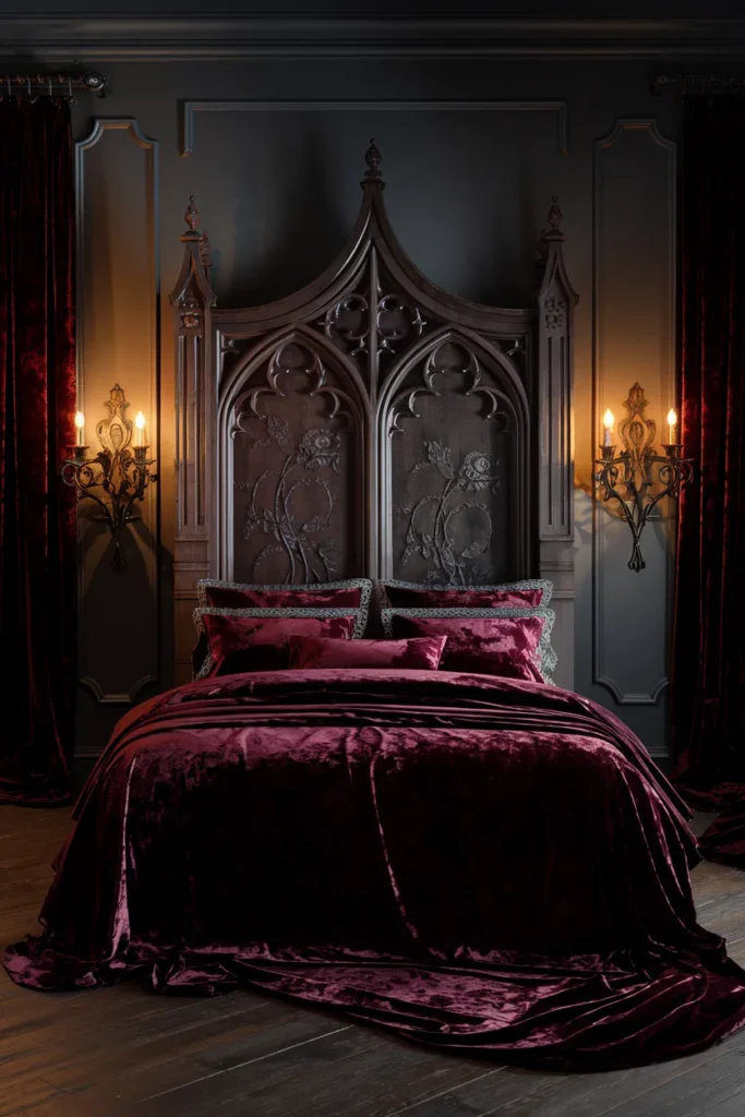 Dark Wood Headboards with Carved Detail