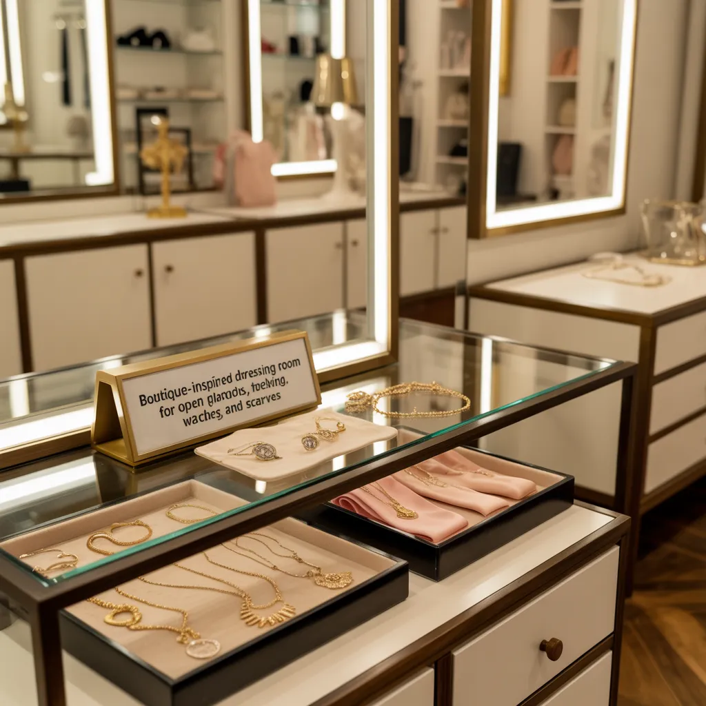 20 Dressing Room Design Ideas That Prove Organization Can Be Beautiful 18 Dressing Room with Open Display for Accessories