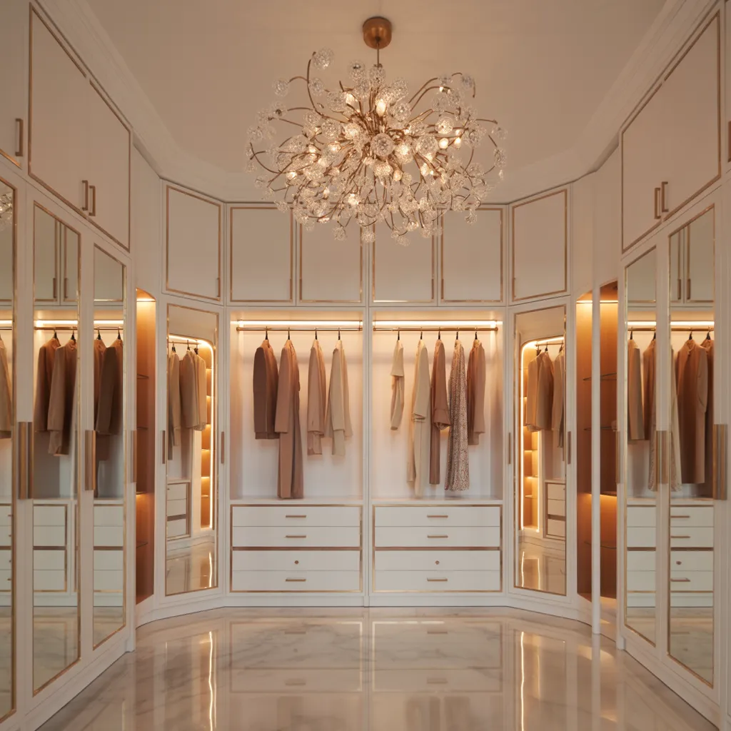 20 Dressing Room Design Ideas That Prove Organization Can Be Beautiful 7 Dressing Room with Statement Lighting