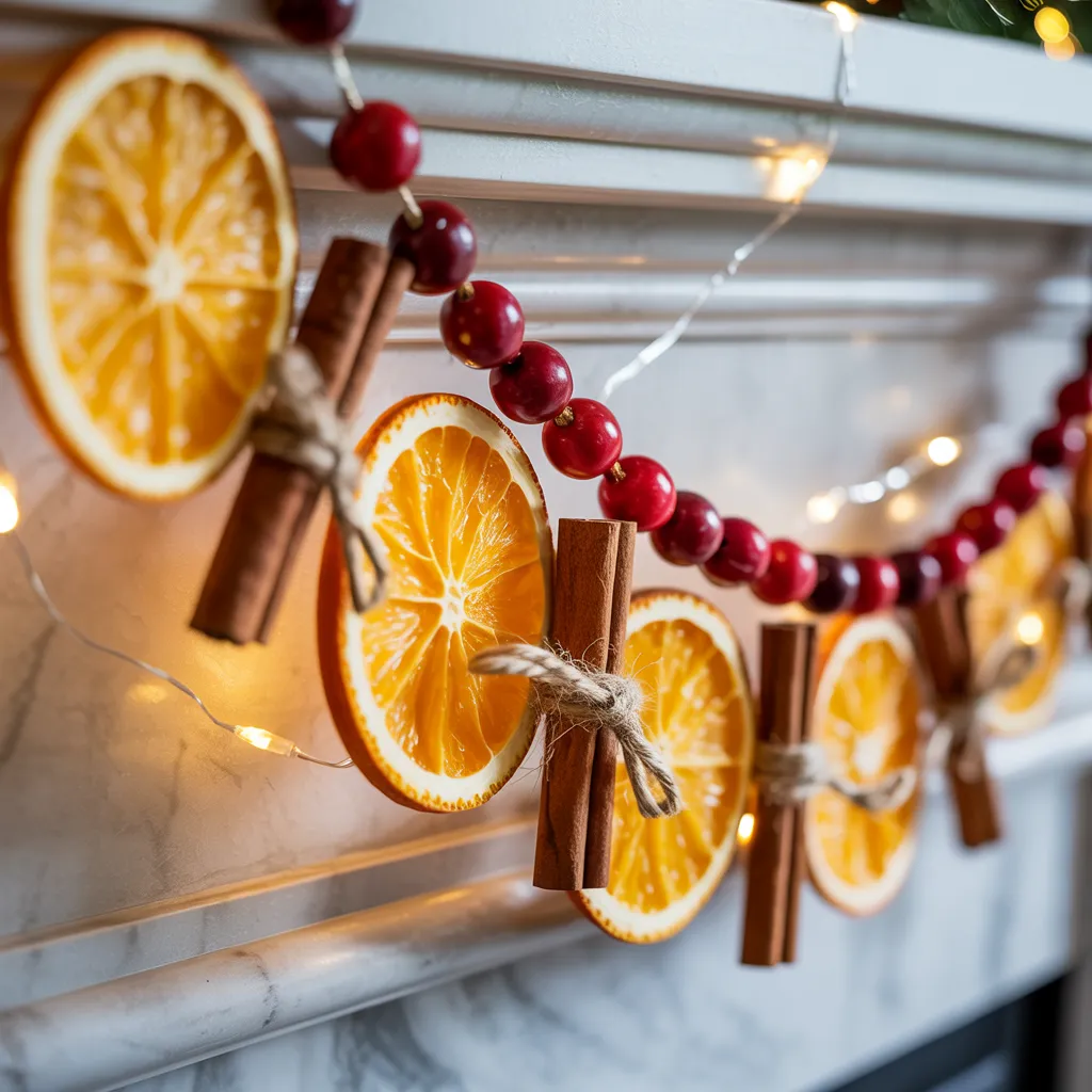 20 DIY Cozy Christmas Home Decor Ideas You’ll Regret Not Trying This Year! 6 Dried Orange and Cranberry Garland
