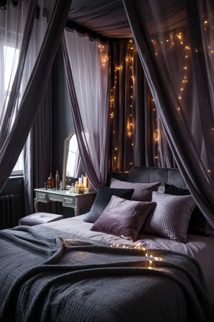 35 Witchy Bedroom Ideas to Transform Your Space into a Magical Sanctuary 3 Enchanting Canopy Drapes