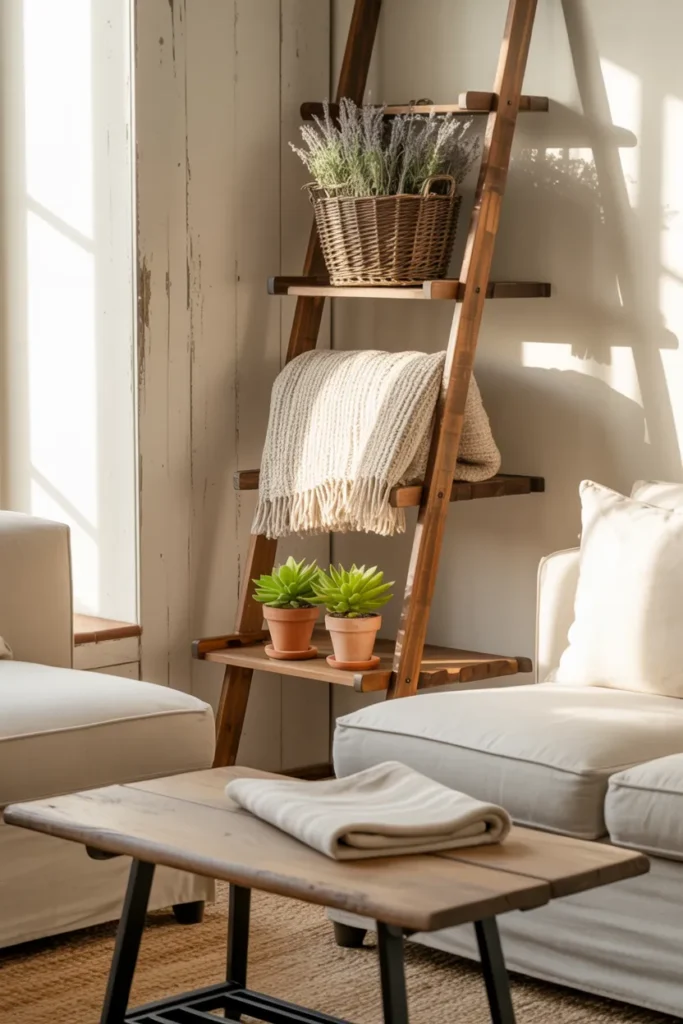 Farmhouse Ladder Shelf for Display