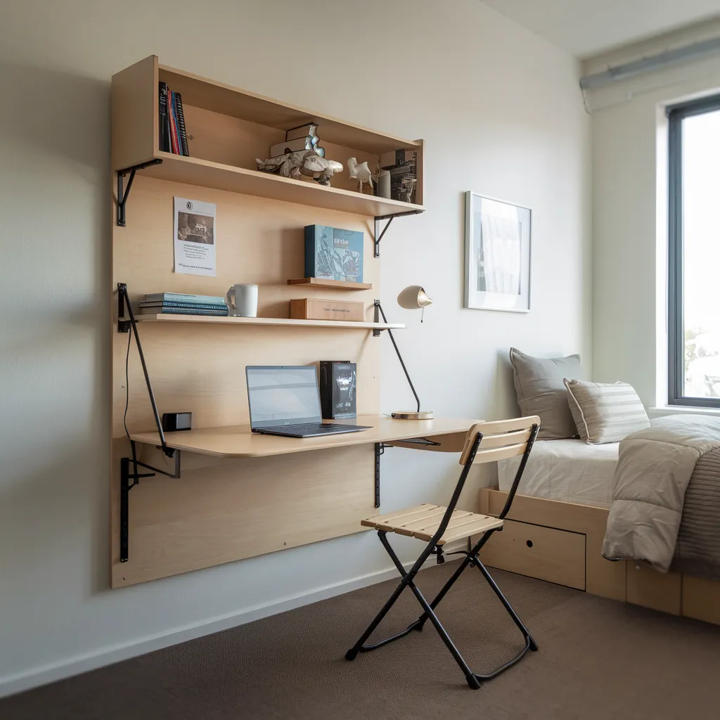 Fold-Down Desk for Extra Floor Space