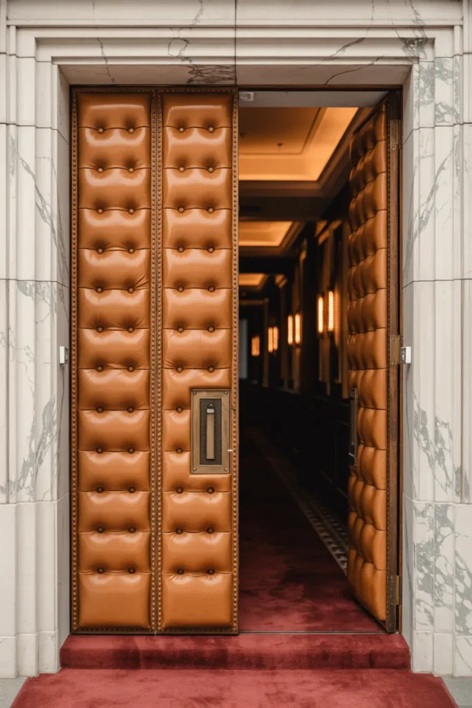 15 Luxurious Entry Door Design Ideas for Your Home 14 Full-Height Leather Door