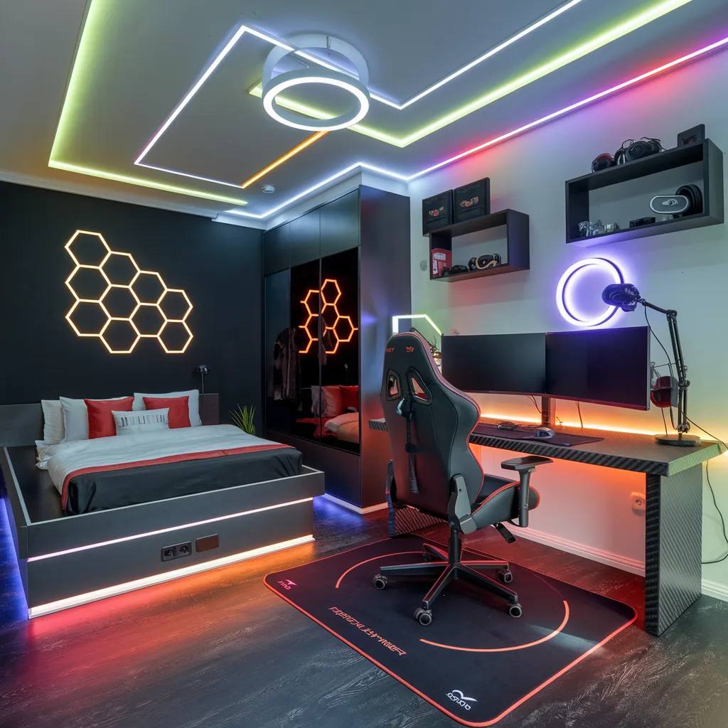 Gamer-Themed Teen Boy Bedroom