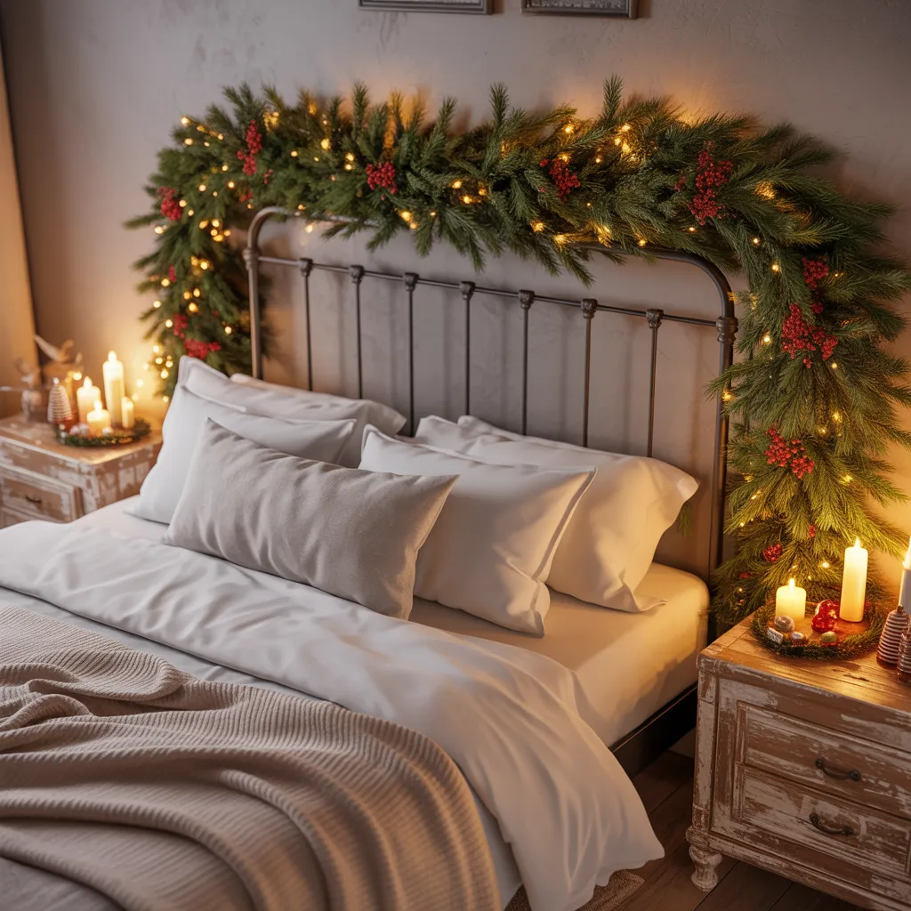 Garland-Draped Bed Frame