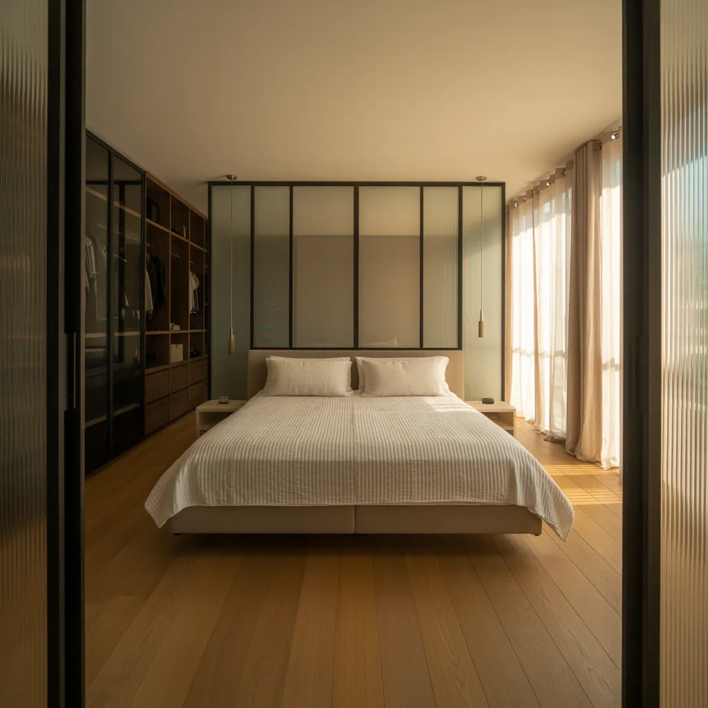 25 Contemporary Bedroom Ideas to Refresh, Relax, and Reimagine Your Space 13 Glass Partitions for Airy Division