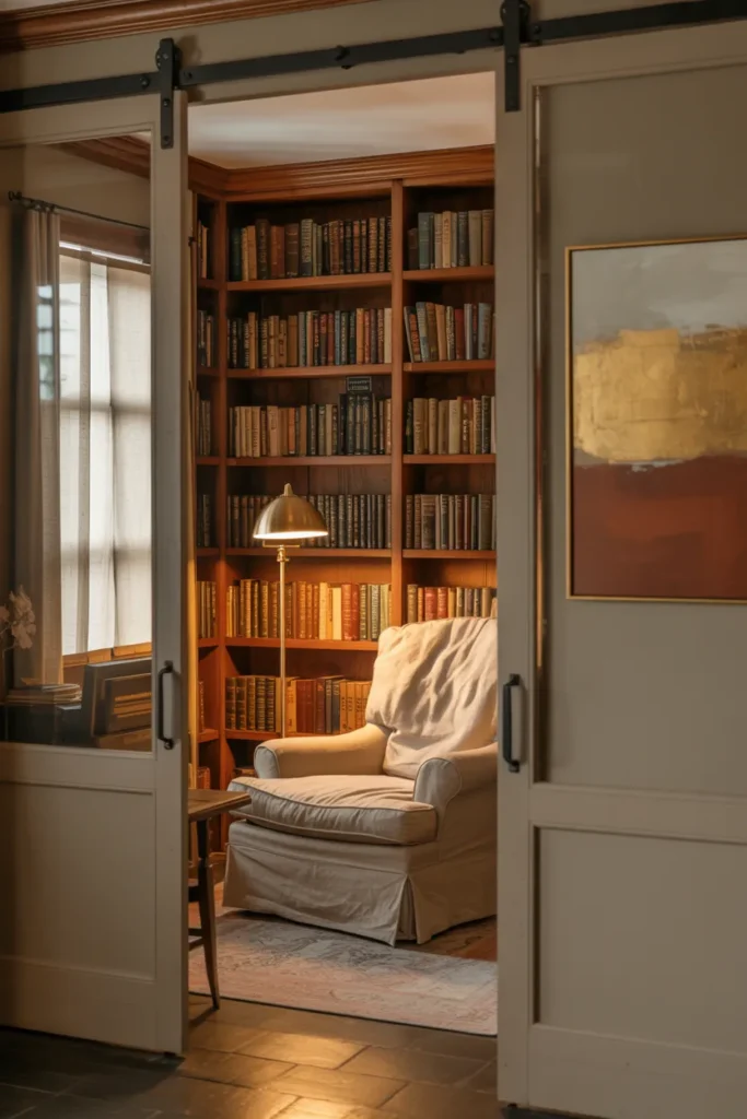 Hidden Library Behind Sliding Doors