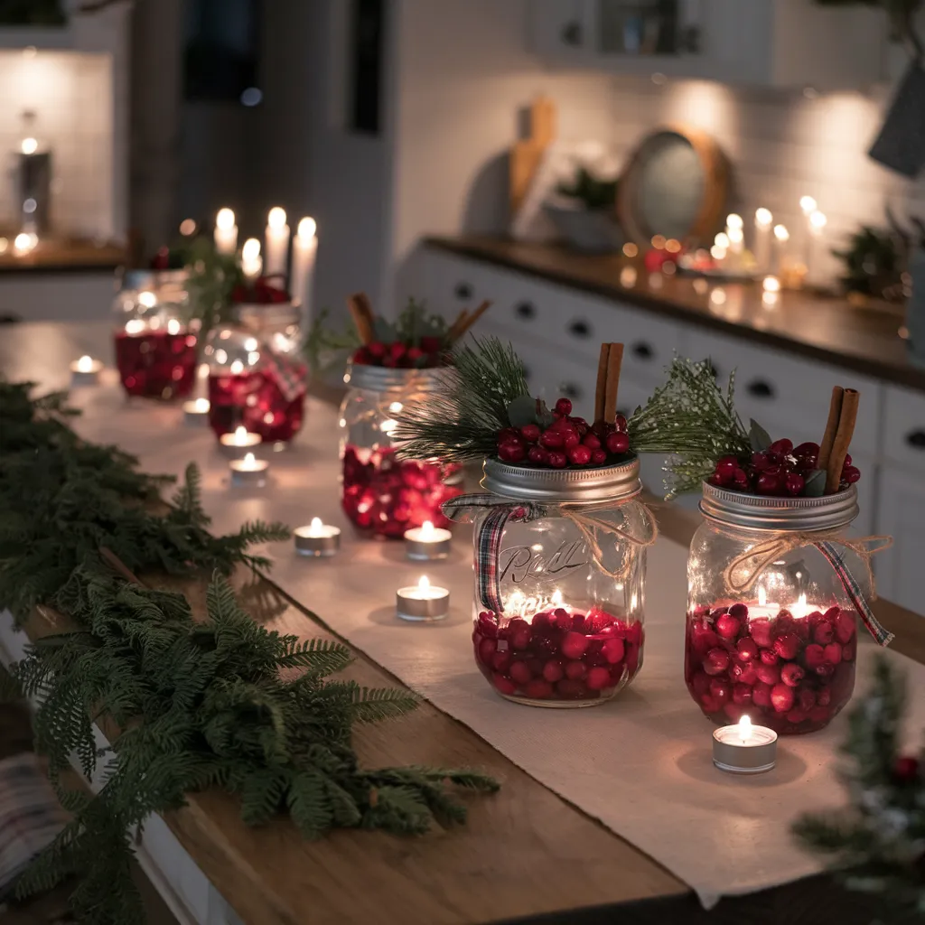 Holiday Mason Jar Centerpieces