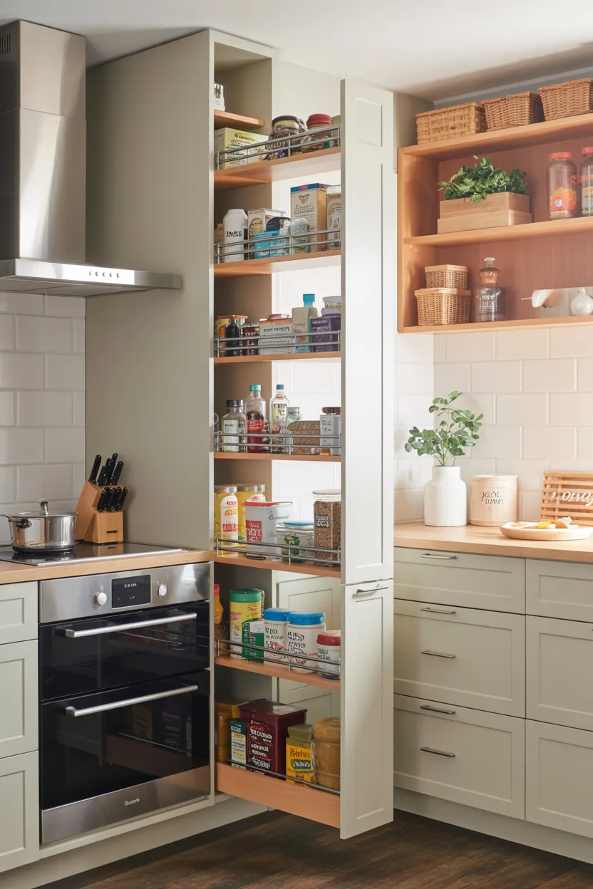 Implement pull-out pantry solutions for sleek organization