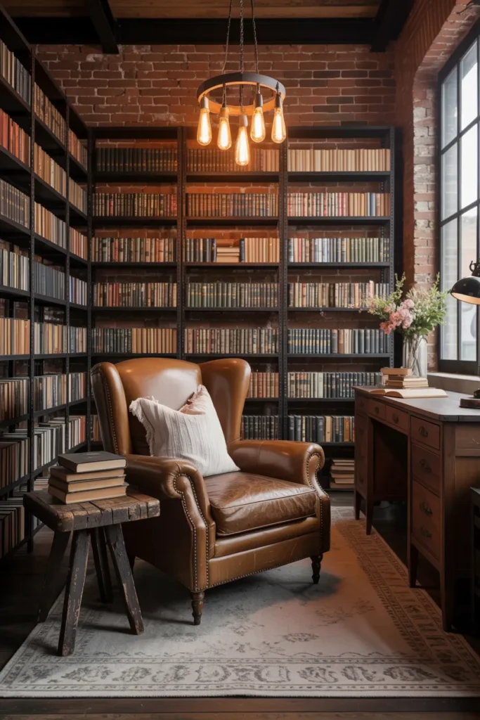 Industrial Chic Library Loft