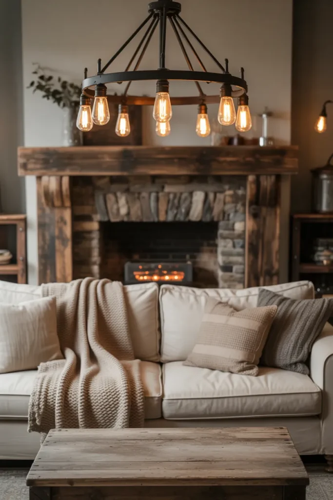 Industrial Lighting with Rustic Touches