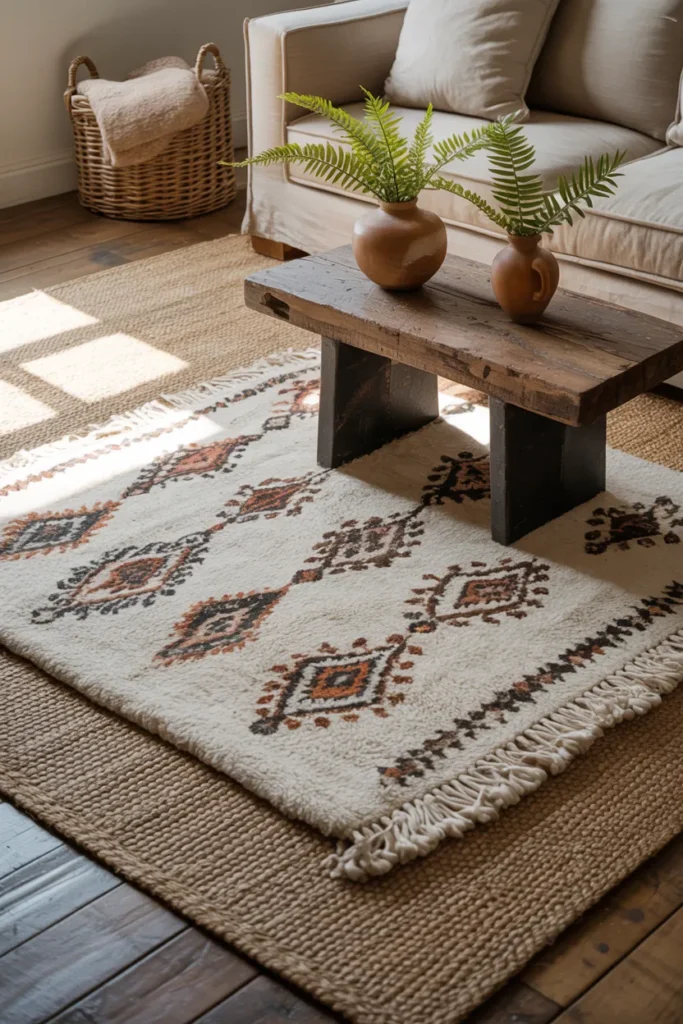 Jute and Wool Rugs Layered