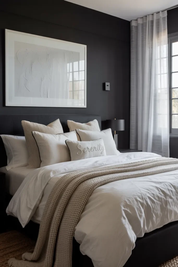 19 Black Bedroom Aesthetic Ideas That Make Dark Interiors Look Irresistible 2 Layered Black and White Contrast