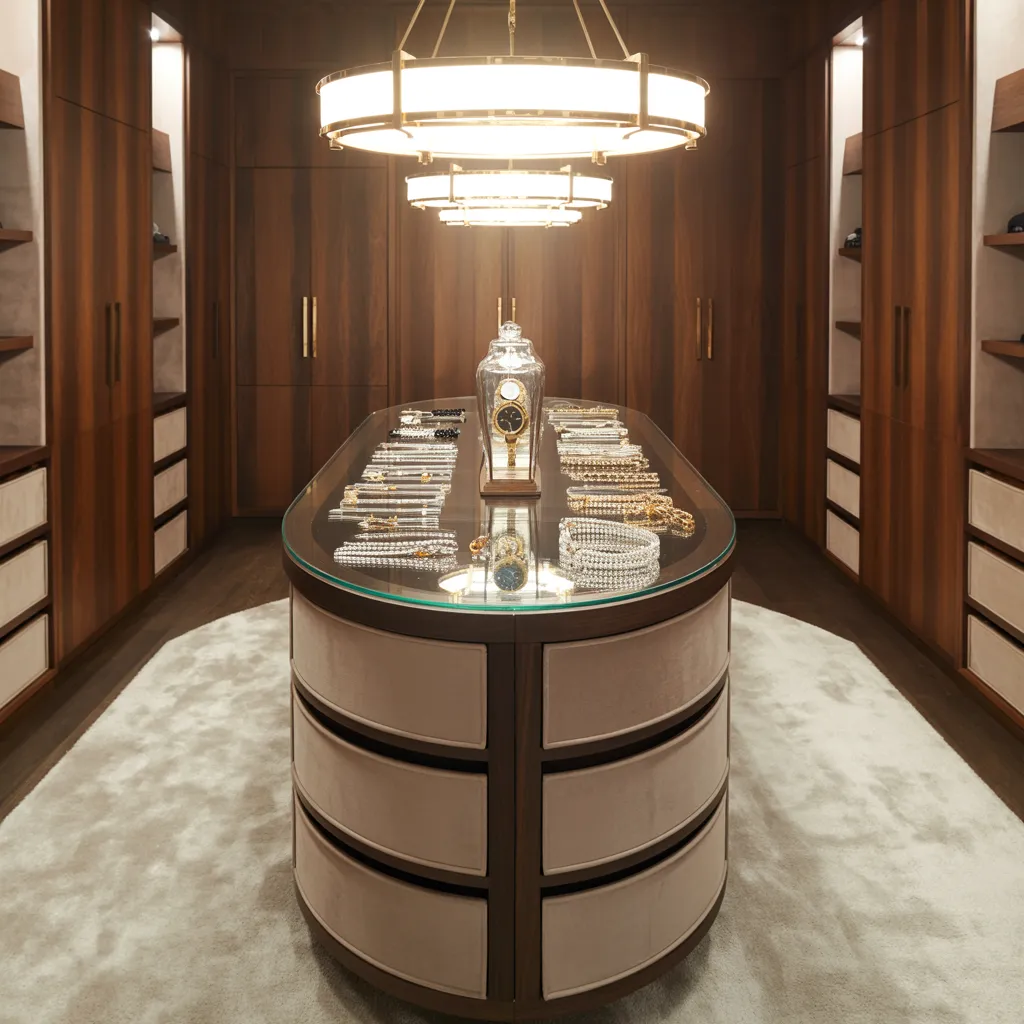 20 Dressing Room Design Ideas That Prove Organization Can Be Beautiful 6 Luxurious Dressing Room with Island Storage