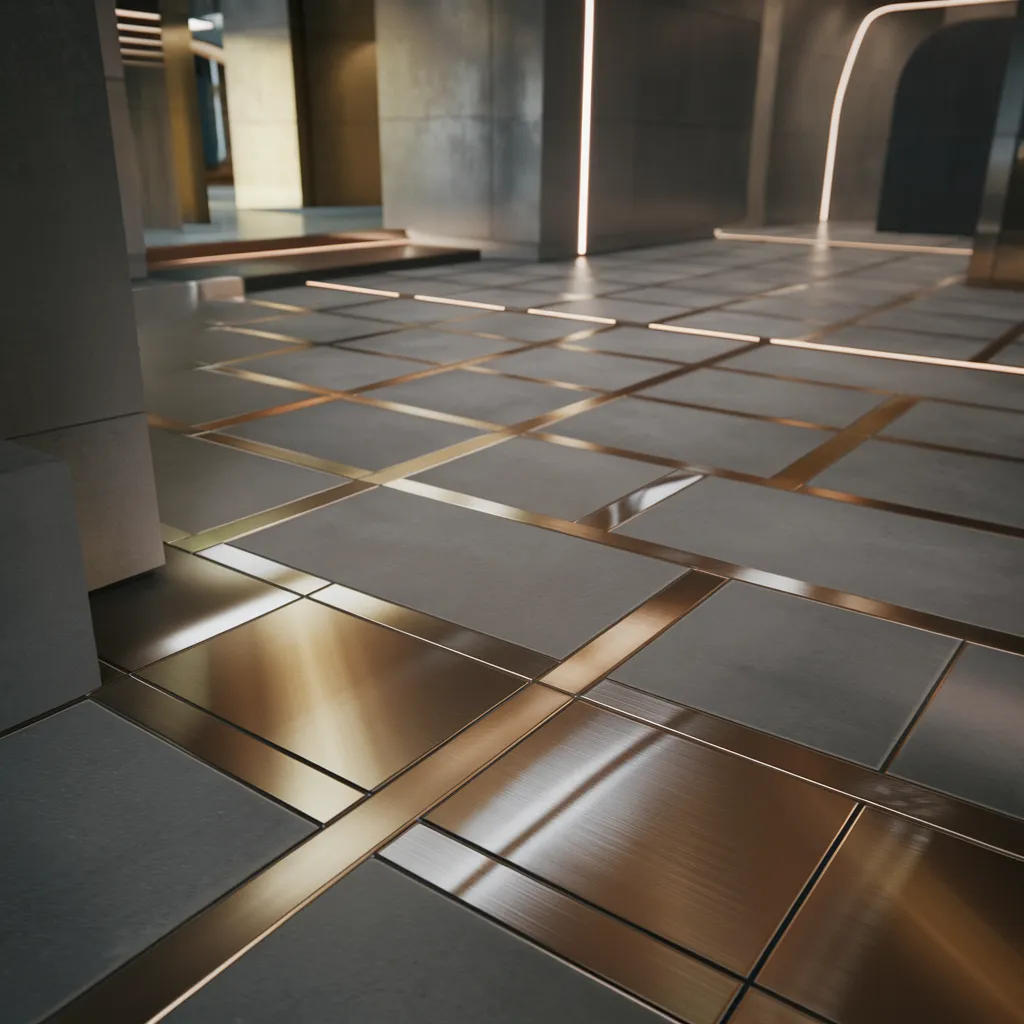 Must-See 31+ Floor Tile Designs That Blend Beauty and Durability 27 Metallic Accent Tiles