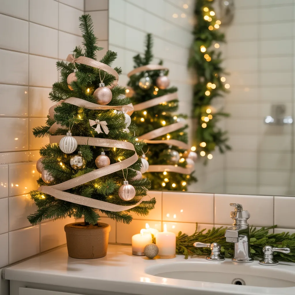 Mini Christmas Tree on the Vanity