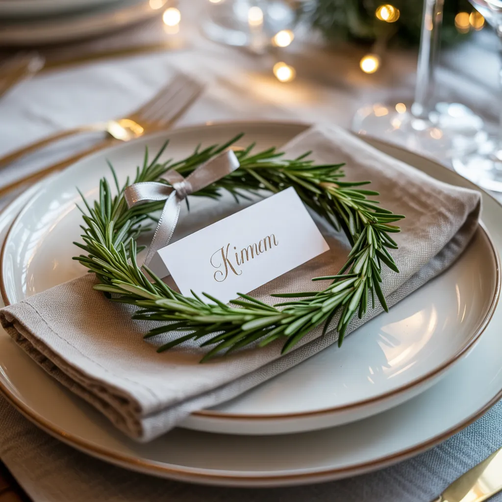 20 DIY Cozy Christmas Home Decor Ideas You’ll Regret Not Trying This Year! 12 Mini Rosemary Wreath Place Cards