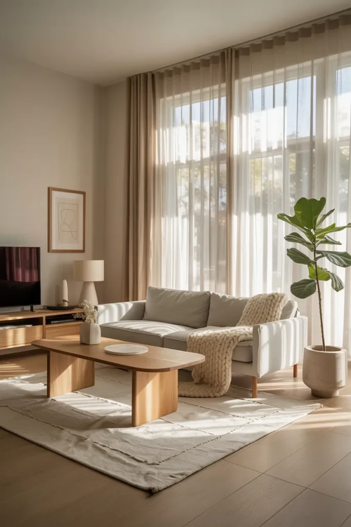 Minimalist Scandinavian Living Room with Natural Light