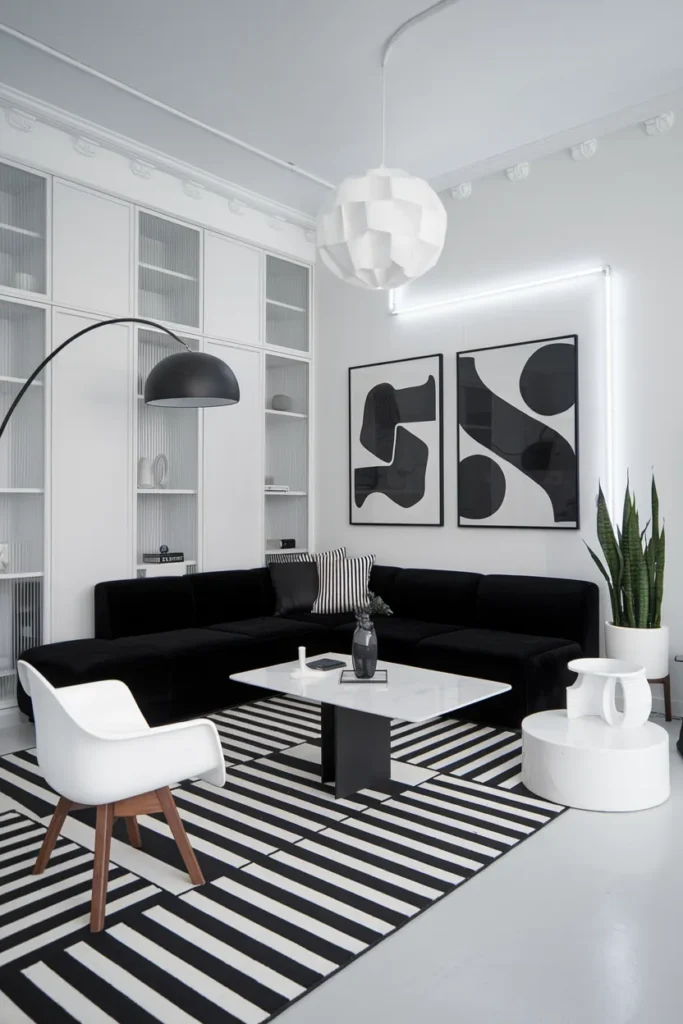 Modern Monochrome Scandinavian Living Room