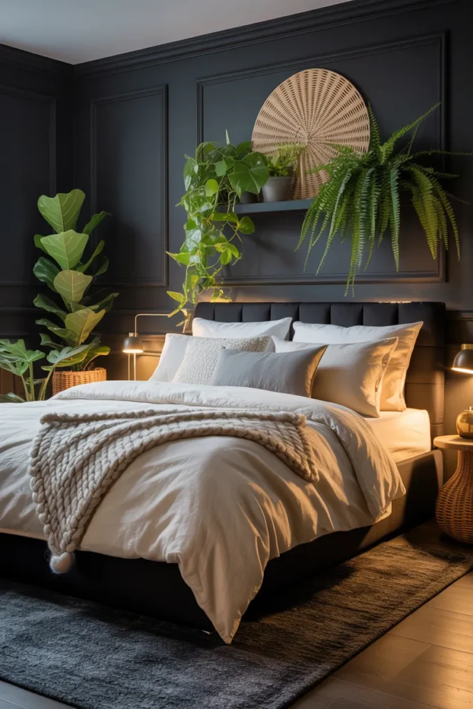 19 Black Bedroom Aesthetic Ideas That Make Dark Interiors Look Irresistible 6 Moody Botanical Escape