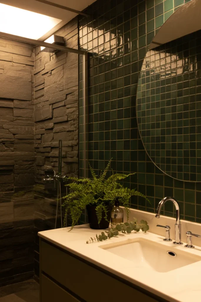 Moody Green with Natural Stone