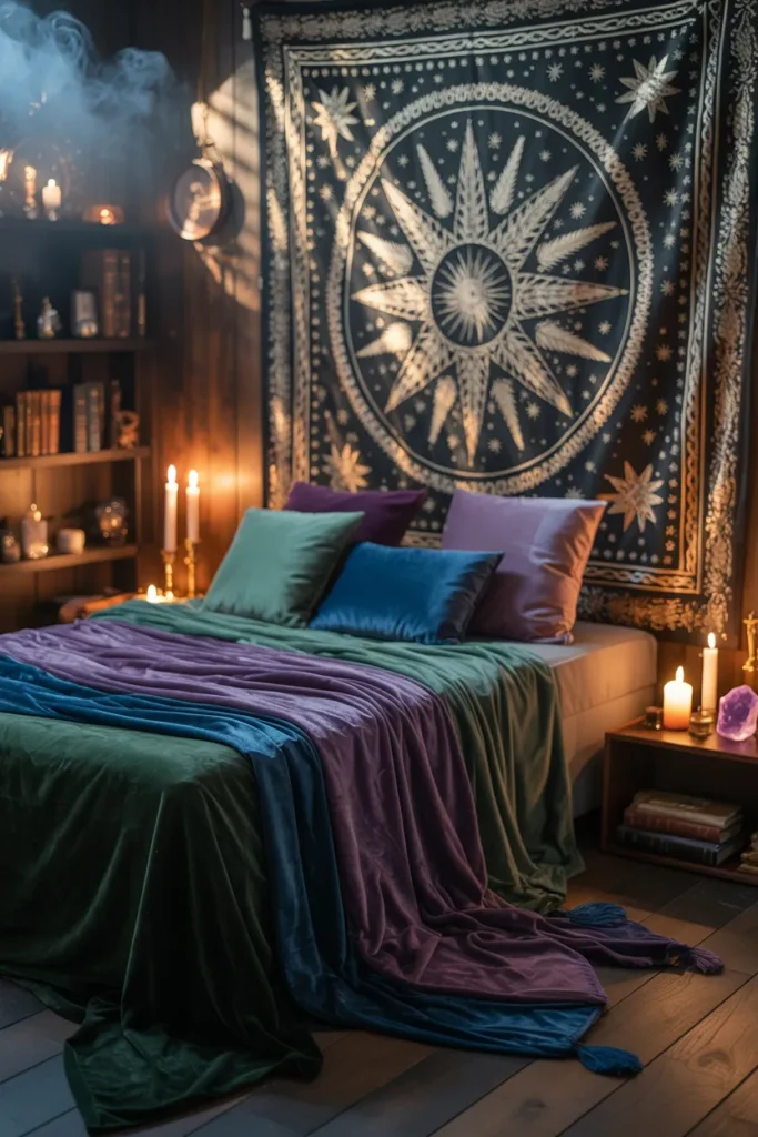 35 Witchy Bedroom Ideas to Transform Your Space into a Magical Sanctuary 18 Mystical Tapestries