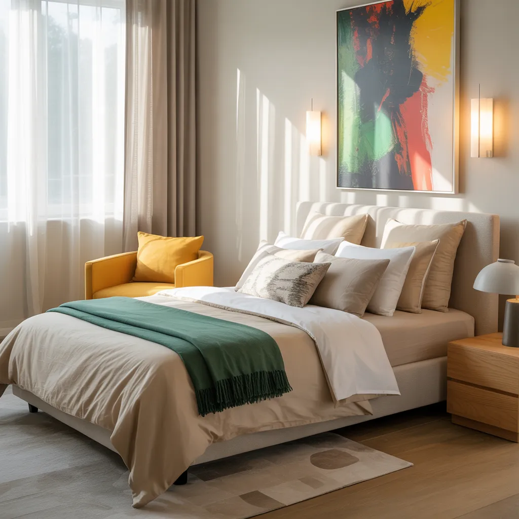 25 Contemporary Bedroom Ideas to Refresh, Relax, and Reimagine Your Space 14 Neutral Bedrooms with Pops of Bold Color