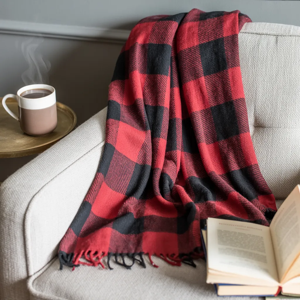 20 DIY Cozy Christmas Home Decor Ideas You’ll Regret Not Trying This Year! 9 No-Sew Plaid Blanket Scarf