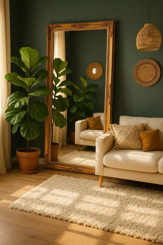 20 Stylish Mirror Design Ideas to Transform Any Room 3 Oversized Floor-Leaning Mirror