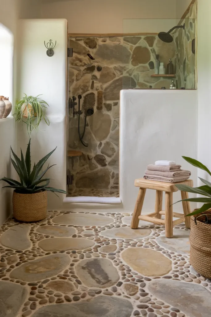 Pebble Tile Flooring for Natural Texture