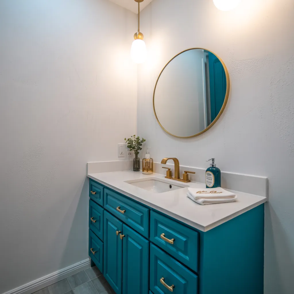 Pop of Color with a Bold Vanity