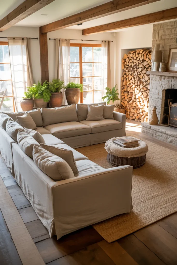 Rustic Wooden Beams with Whitewashed Walls